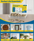 Heavy Duty Self Drilling Drywall Anchors And Screws Kit Featuring 50 Pieces Of Tough Carbon Steel Fasteners on a table with home decor items.