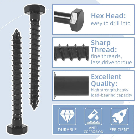 Beefy 100 Pack Wood Lag Screws Three Eighths Inch By Two Inches Hex Head Bolts Heavy Duty Screws With Washers For Decks Framing