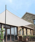 All-Weather Rectangle Sun Shade Sail For Outdoor Porch And Patio, UV Block And Rain Resistant Canopy Cover For Poolside, Beach, Deck, Backyard And Lawn, 118 By 78.74 Inches installed over patio area