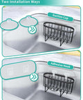 M Shaped Stainless Steel Kitchen Sink Caddy With Dual Mount Options and Rustproof Build in adhesive and suction cup installation