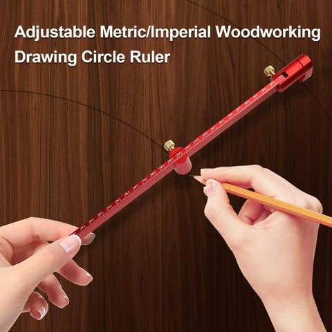 Kickass Shop Tested 300Mm Woodworking Compass Tool Crafted From Heavy Duty Aluminum Alloy Circle Marking Gauge With Precision Scriber Bar For Tight Layouts And Slick Crafts being used to draw on wood.
