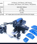 Electric Hydraulic Tube Bender Kit With Rechargeable Lithium Battery Bends Copper And Aluminum Pipes Fast 90 Degrees In Seconds Include 7 Dies For A C Repair And DIY Projects Heavy Duty Portable Design showcasing the bender and dies.