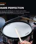 Close-up of V-Drums TD516 Compact 5-Piece Electronic Drum Kit With V51 Module, showing advanced digital snare pad in action