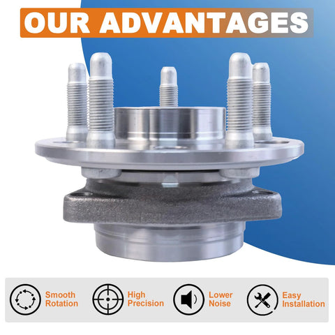 Front view of Front Or Rear Wheel Hub Bearing Assembly 5 Lug With ABS Sensor Compatible With 2010-2017 Chevy Equinox, 2013-2015 Malibu, 2014-2017 Impala