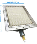Infrared Ceramic Burner Head For Grill Stove And Heater Replacement Parts 8.66 By 6.69 Inches 220 By 170 Mm Easy Install Inlet Size 12 Mm 12000 BTU Cooking Power, shown with dimensions and metal finish.