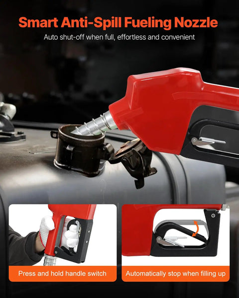 Diesel Fuel Transfer Pump Kit 12V 10 GPM with auto shut-off nozzle filling fuel tank