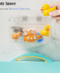 2 Pack Cabinet Door Organizer Wall Mounted Shower Caddy showing storage of bath toys in bathroom with adhesive strips