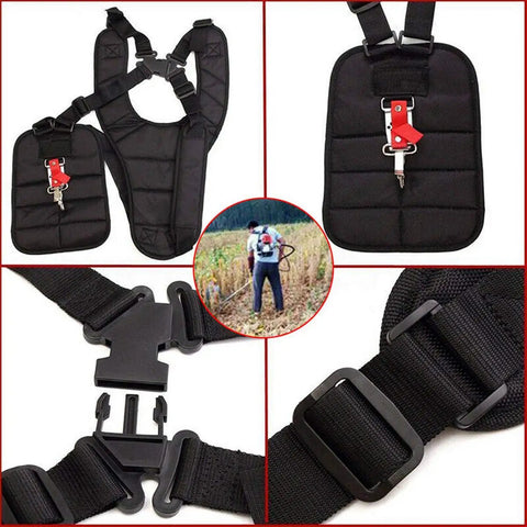 Black Comfort Padded Double Shoulder Strap For Trimmers And Brush Cutters Strimmer Harness For Garden Tools Nylon Belt Kit