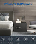 Fireproof Home Safe Box 1.2 Cu Ft With Digital Keypad placed beside a bed in a modern bedroom setting.