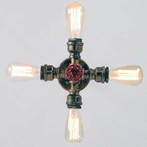 Farmhouse Rustic Copper Sputnik Ceiling Light Semi Flush Mount With Four E26 Sockets for kitchen and dining room use hardwired