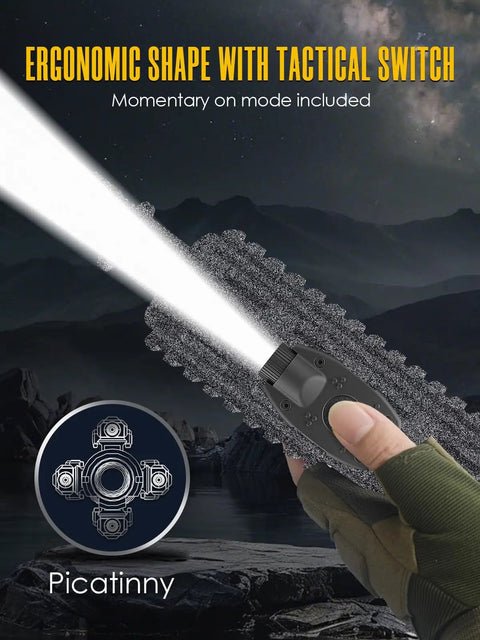 Ultra Compact Rifle Light And Helmet Mounted For Picatinny Rails, Ultra Lightweight Under 30g in ergonomic use with tactical switch