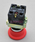 Heavy Duty 660V Red Emergency Stop Push Button Switch With NC And NO Contacts For Workshop Machinery, top view showing connections.