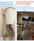 Brass Bidet T Adapter With Shut Off Valve, 3 Way Tee Connector for Toilet Bidet Attachment installed on toilet tank