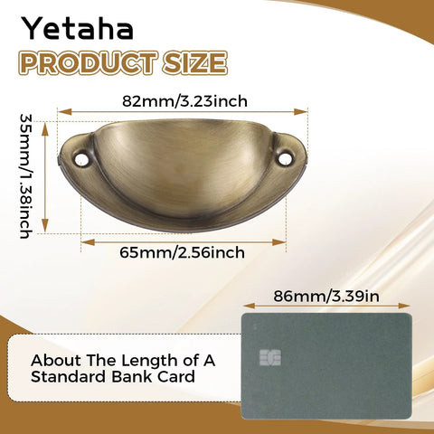 Dimensions of 10 Pieces Brushed Nickel Cup Handles With Screws For Cabinets Drawers Dressers Cupboards And Kitchen Furniture Decoration In Antique Brass Finish Durable Zinc Alloy Construction With Smooth Brushed Finish For Lasting Use And Easy Installation compared to a bank card