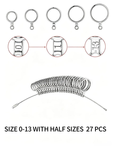 Must Have Ring Sizer Measuring Tool Kit With 27 Piece Stainless Steel Ring Size Set US Sizes 0 To 13 Plus Half Sizes