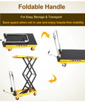 KAFLLA double scissor hydraulic lift table cart with handle, 330-lb, 11-50 in lift, anti-slip platform 4 wheels