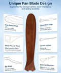 Close-up of BOOMJOY 72 Inch Ceiling Fan No Light blade, wood construction detailing airflow design features.