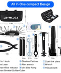 All In One Bicycle Tire Repair Kit With Portable Pump Patch Kit Levers Wrench Chain Tool And 16 In 1 Multi Tool and accessories