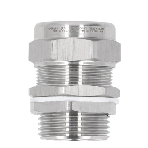 Explosion-Proof Cable Gland Connector, 304 stainless steel, IP66 with double seal, front view