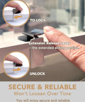 Extendable Sliding Door Security Lock Bar For Child Safety being locked and unlocked on a glass door, showing anti lift lock mechanism.