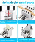 Various views of a 2 In 1 Mini Table Top Vise Clamp For Gundam Model Building And Jewelry Repair Portable 360 Degree Rotatable Vise