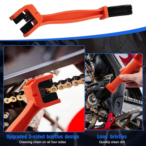 Chain Cleaning Brush For Motorcycles And ATVs Universal Bicycle Chain Cleaner Tool, durable nylon bristles on chain