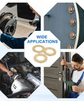 Precision Engineered Heavy Duty 58 Pack Brass Flat Washers M5 5mm Inner Diameter 12mm Outer Diameter 1mm Thick Crush Gasket Assortment in various applications.