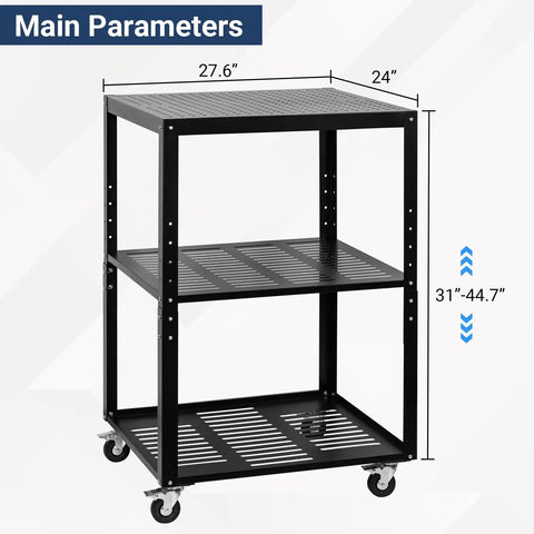 Heavy Duty Planer Stand With 27.6 Inches By 24 Inches Work Surface, Adjustable Height From 31 To 44.7 Inches, 550 Pound Capacity