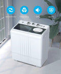 Real Deal Compact Twin Tub Portable Mini Washing Machine 21 Pounds Capacity Semi Automatic Washer Spin Dryer Combo in white.