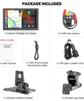 Package contents of the Wireless CarPlay Screen For Cars 9 Inch HD Touchscreen Portable Car Stereo With Android Auto.