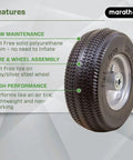 Flat Free 2.80 2.50 4 Tire And Wheel Assembly For Casters And Utility Carts With Three Inch Centered Hub And Three Fourths Inch Ball Bearings Replacement Wheel For Material Handling Equipment Easy Install Durable Low Maintenance
