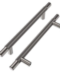 10 Pack Black Nickel Cabinet Pulls With 5 Inch Hole Centers T Bar Knurled Handles For Cabinets Closets Drawers Wardrobes