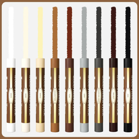 9 Color Wood Filler Sticks And Repair Crayons For Furniture And Floors No Sweat Go To Scratch Fix Kit with various color options.