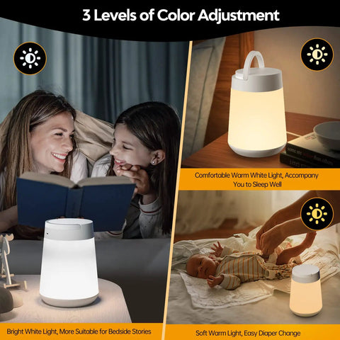 Kids Night Light With Touch Sensor, Soft LED Bedside Lamp For Nursing And Sleep Aid, Stepless Dimming Nursery Light, Rechargeable Portable Nightlight With Memory Function For Kid Friendly Chill Bedtime