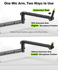 Beefy Heavy Duty Microphone Arm Desk Mount For Heavy Mics with extension rod for higher microphone positioning