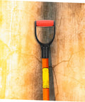 2 Pack D Shaped Shovel Handle Replacement Grip For Gardening Durable Plastic shown on a weathered wall background