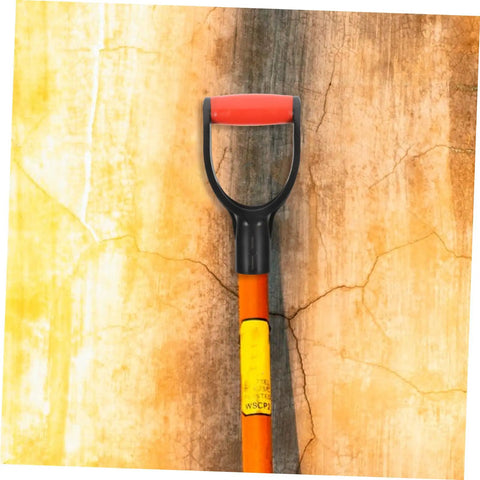 2 Pack D Shaped Shovel Handle Replacement Grip For Gardening Durable Plastic shown on a weathered wall background