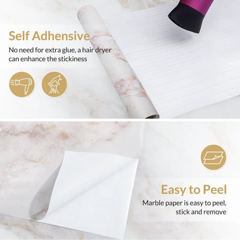 Marble Contact Paper Peel And Stick Countertop Wallpaper 23.6 X 78.7 Inches Waterproof Self Adhesive shown being peeled