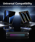 USB Powered PC Speakers With Bluetooth Hi Fi Stereo Sound Bar displayed with laptop and tablet setup