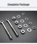 Complete package of hardware with heavy duty automatic gate opener tie rod chain connection for sliding gates, includes bolts and nuts.