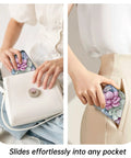 Slim Floral RFID Wallet For Women, Vegan Leather Bifold With Zipper Coin Pocket And ID Window, fits into bag and pocket