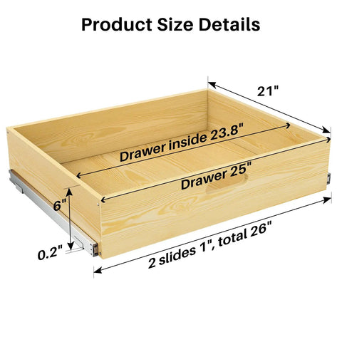 Solid Pull Out Cabinet Organizer Featuring Soft Close Slide Drawers And Real Wood Build For Kitchen Pantry Storage, size details shown.