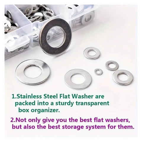 Heavy Duty Stainless Steel Flat Washer Set 1250 Pieces Assortment Kit With Sizes M2 Through M12 For Home Shop Auto And Outdoor Repairs A Workhorse For Everyday Fixes Built To Last transparent organizer