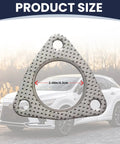 Two Pack 2.48 Inch Car Exhaust Pipe Gasket With 3 Bolt Flange displayed in front of a car, silver modification accessory.