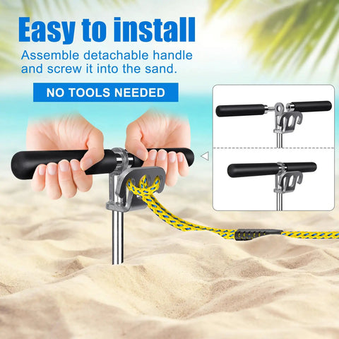 Beast Mode Heavy Duty 36 Inch Sand Boat Anchor With 32 Foot Thick Rope Hook And Float Ball 304 Stainless Steel Screw In Anchor For Pontoon Jet Ski Kayak Sandbar Beach, no tools needed