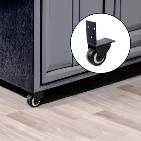 Two Pack Swivel Caster Wheels With L Shaped Plate, 50mm Diameter Silent Caster Replacement, Black, installed on furniture