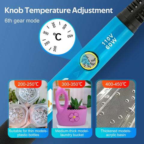 Knob temperature adjustment on Mengmengyao Electric Hot Knife Plastic Cutter Tool for Gardening DIY crafts.