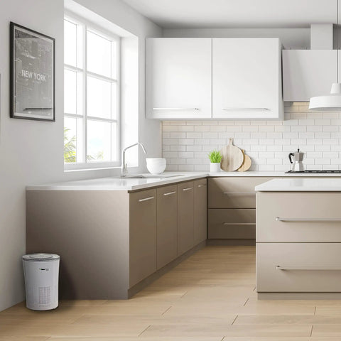 Premium Hepa Air Purifier With H13 True Filters And Uv Light Plus Activated Carbon in a modern kitchen corner