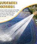 Pressure Washer Gun Replacement Kit with Jet Wand and Five Nozzles spraying water on a car's rear window, outdoor setting