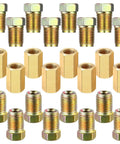 DIY Friendly Garage Grade Brake Line Fittings Kit For Three Sixteenth Inch Tubing With Three Eighths Inch Threads 24 Pieces Including 8 Unions And 16 Nuts Inverted Flare And Double Flare Compatible For Auto Repairs
